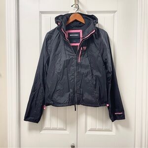 Abercrombie & Fitch Navy Hooded Rain Jacket - L